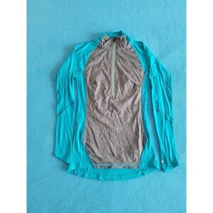 Smartwool PhD 1/2 Zip Pullover Long Sleeve Merino Wool Women’s Sz S Teal/Gray